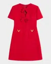 Valentino Fitted Red Dress With Decorative Bows In Dark Red