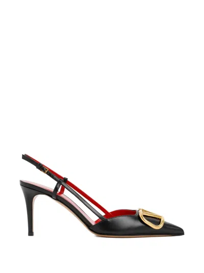 Valentino Garavani Vlogo Signature Calfskin Slingback Pump 80mm Woman Marine 35 In Black