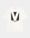 Valentino Crewneck Graphic Print Ribbed Short-sleeve Cotton Jersey In Ivory
