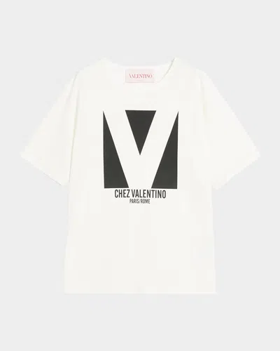 VALENTINO V-LOGO PRINT COTTON JERSEY T-SHIRT