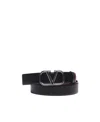Valentino V-logo Reversible Leather Belt In Black
