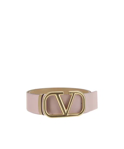 Valentino Garavani Vlogo Signature Reversible Belt In Rose Quartz/cappuccino