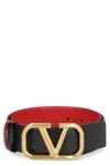 Valentino Garavani Vlogo Signature Leather Reversible Belt In Black