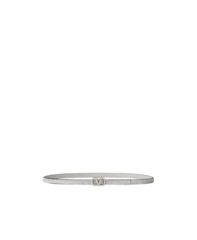 Valentino Garavani V-logo Rhinestone-embellished Belt In Gray