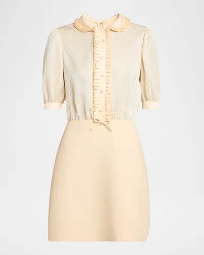 VALENTINO V-LOGO RUFFLE CREPE MINI DRESS