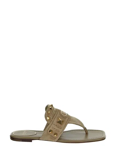 Valentino Garavani Plaster Caster Vlogo Signature Thong Sandals In Beige