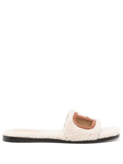 Valentino Garavani V Logo Sandals In Neutrals