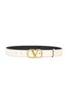 Valentino Vlogo Signature Buckled Belt In Butter White