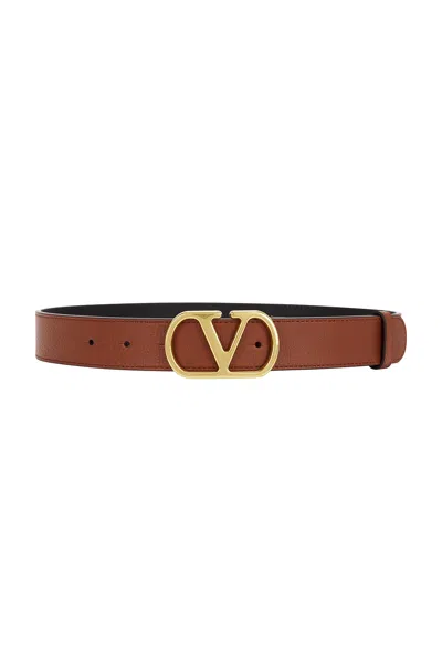 Valentino Garavani V Logo Signature 30 Belt In Deep Caramel