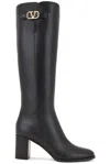 Valentino Garavani Vlogo Signature Calfskin Boot 70mm Woman Black 38.5 In Nero