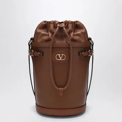 Valentino Garavani V Logo Signature Bucket Bag In Tobacco