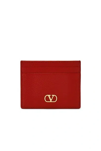 Valentino Garavani V Logo Signature Card Holder In Red