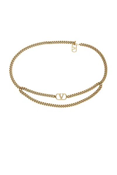 Valentino Garavani V Logo Signature Chain Belt In Antique Gold
