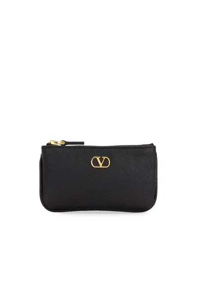 Valentino Garavani V Logo Signature Coin Purse In Black