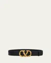Valentino V-logo Signature Embellished Leather Belt In N78 Nero Multicolor