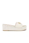 Valentino Leather Vlogo Medallion Platform Espadrilles In Light Ivory