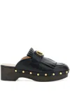 Valentino V-logo Signature Fringed Mules In Black