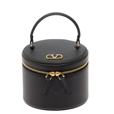 Valentino Garavani Valentino V Logo Signature Leather Vanity Case In Black