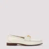 Valentino Ivory Leather Loafer With Golden Metal V Logo