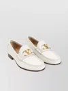 Valentino Ivory Leather Loafer With Golden Metal V Logo In White