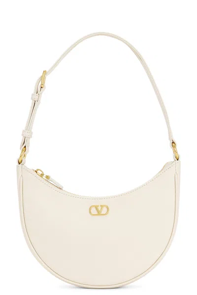 Valentino Garavani V Logo Signature Mini Hobo Bag In Light Ivory