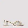 Valentino Sandalo Slide Vlogo Signature Gold In Silver Platino Antique Brass