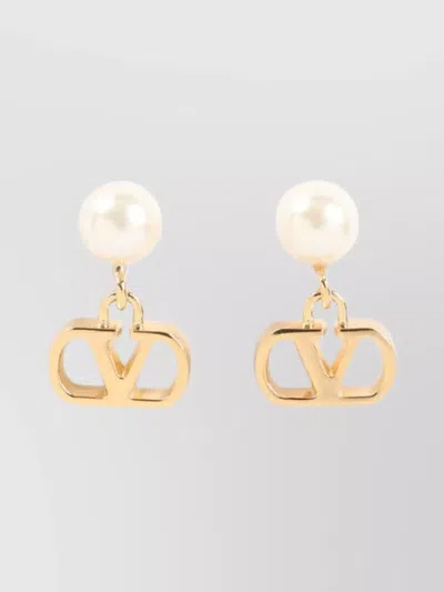 Valentino Garavani V Logo Signature Pearl Earrings In Pink