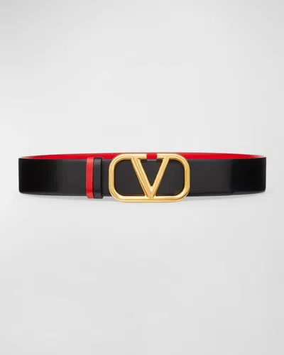 VALENTINO GARAVANI V-LOGO SIGNATURE REVERSIBLE LEATHER BELT