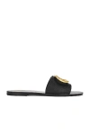 Valentino Vlogo Leather Slides In Nero