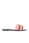 Valentino V Logo Signature Slide In Paradise Rose  Ivory  Old Gold  & Ginger