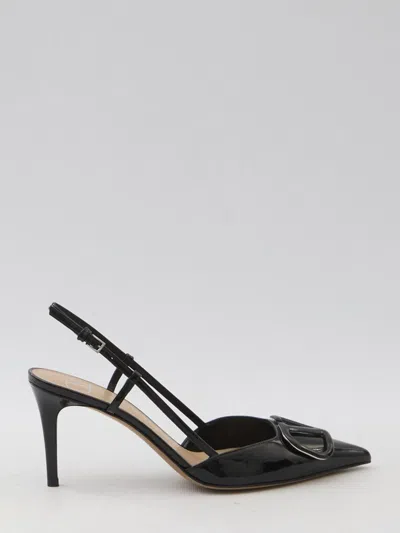 Valentino Garavani V Logo Signature Slingback Pumps In Black