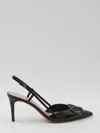 Valentino Vlogo Signature Patent Leather Slingback Pumps In Black