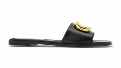 Pre-owned Valentino Garavani V Logo Signature Slippers (women's) Sneakers In Black