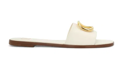 Pre-owned Valentino Garavani V Logo Signature Slippers (women's) Sneakers In Ivory In White
