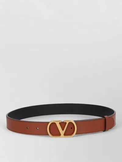 Valentino Garavani V Logo Signature Smooth Finish Belt In Brown