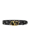 Valentino Garavani Vlogo Signature Belt In Shiny Calfskin 30 Mm Woman Black 100