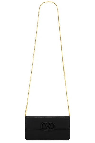 Valentino Garavani V Logo Signature Wallet On Chain In Black