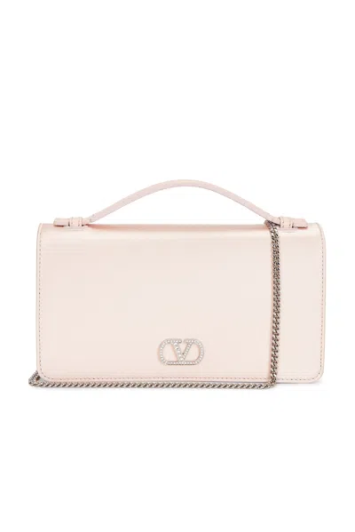 Valentino Garavani V Logo Signature Wallet With Strap In Neutral