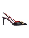 Valentino Vlogo Signature Leather Buckle Pumps In Black