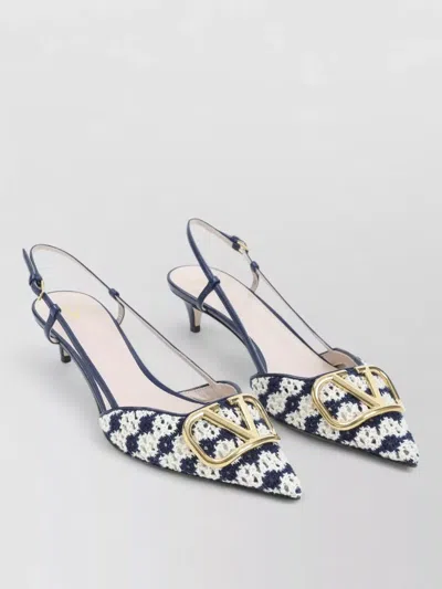 Valentino Garavani V Logo Slingback Mules With 4 Cm Heel In Blue