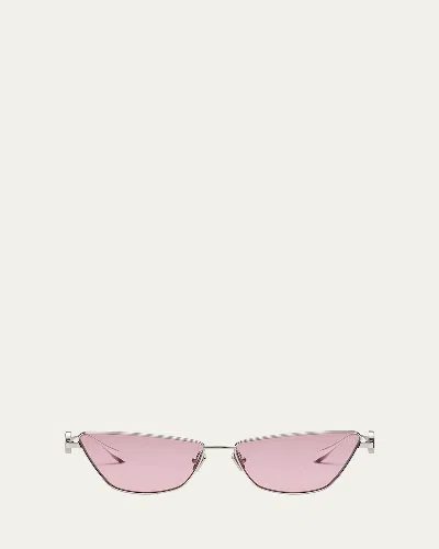 Valentino V-logo Titanium Cat-eye Sunglasses