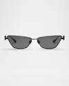 Valentino V-logo Titanium Cat-eye Sunglasses In Blk