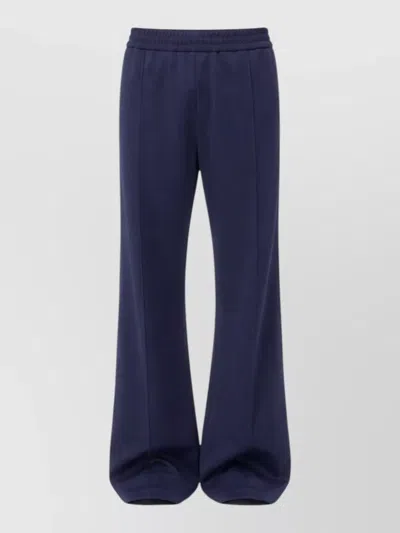 Valentino V Logo Trousers Wide Leg Crease In Blue