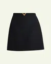 Valentino Vlogo Signature Wool And Silk Skirt In Black