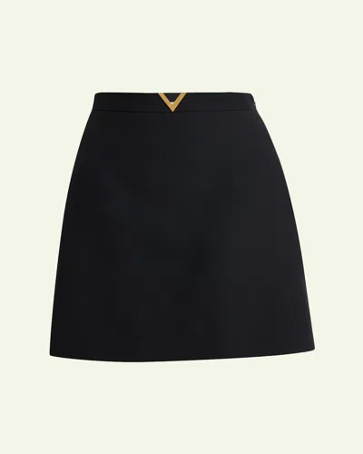VALENTINO V-LOGO WOOL CREPE MINI SKIRT