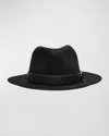 Valentino V-logo Wool Fedora With Leather Band In Yzy Nero Nero Oro