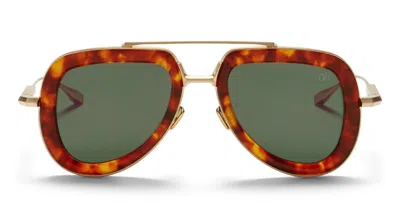 Valentino V-lstory - Honey Tortoise / Light Gold Sunglasses In グリーン/マルチカラー