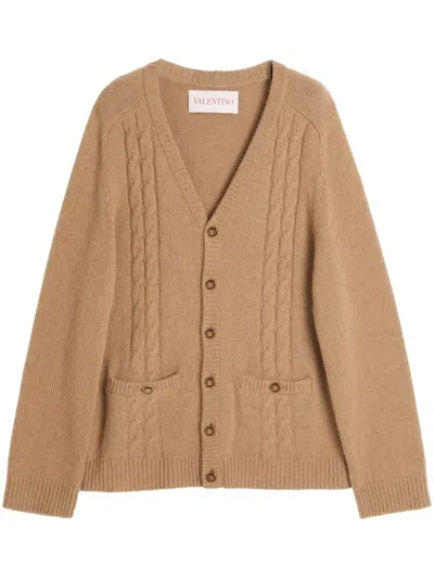 Valentino Garavani Men Camel Camel Cardigan In Brown