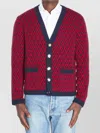 Valentino Toute La V Jacquard Wool Cardigan In Red