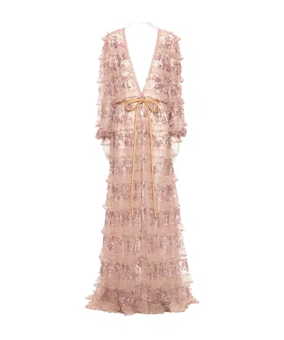 Valentino V-neck Dress In Brown